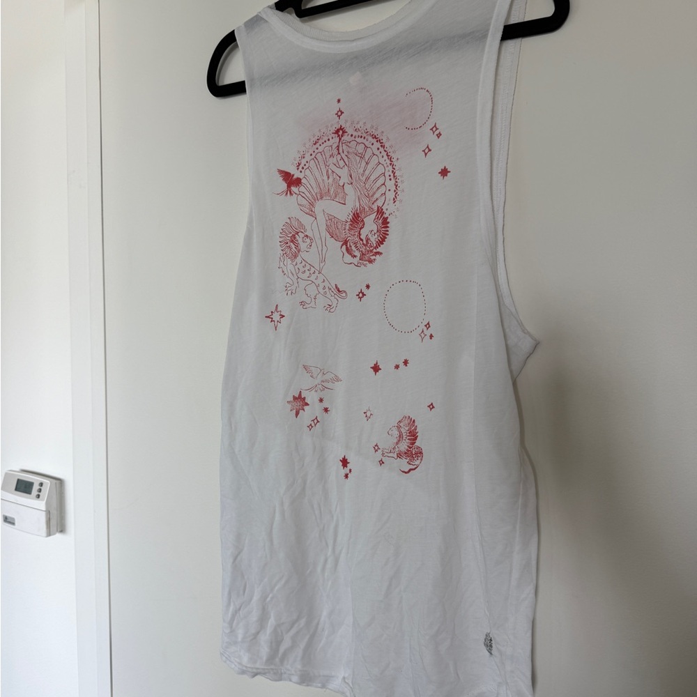 FP Movement by Free People White Muscle Tee with Red Design